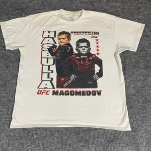 UFC T Shirt Mens Extra Large White Hasbulla Vs Everybody Magomedov Short‎ Sleeve